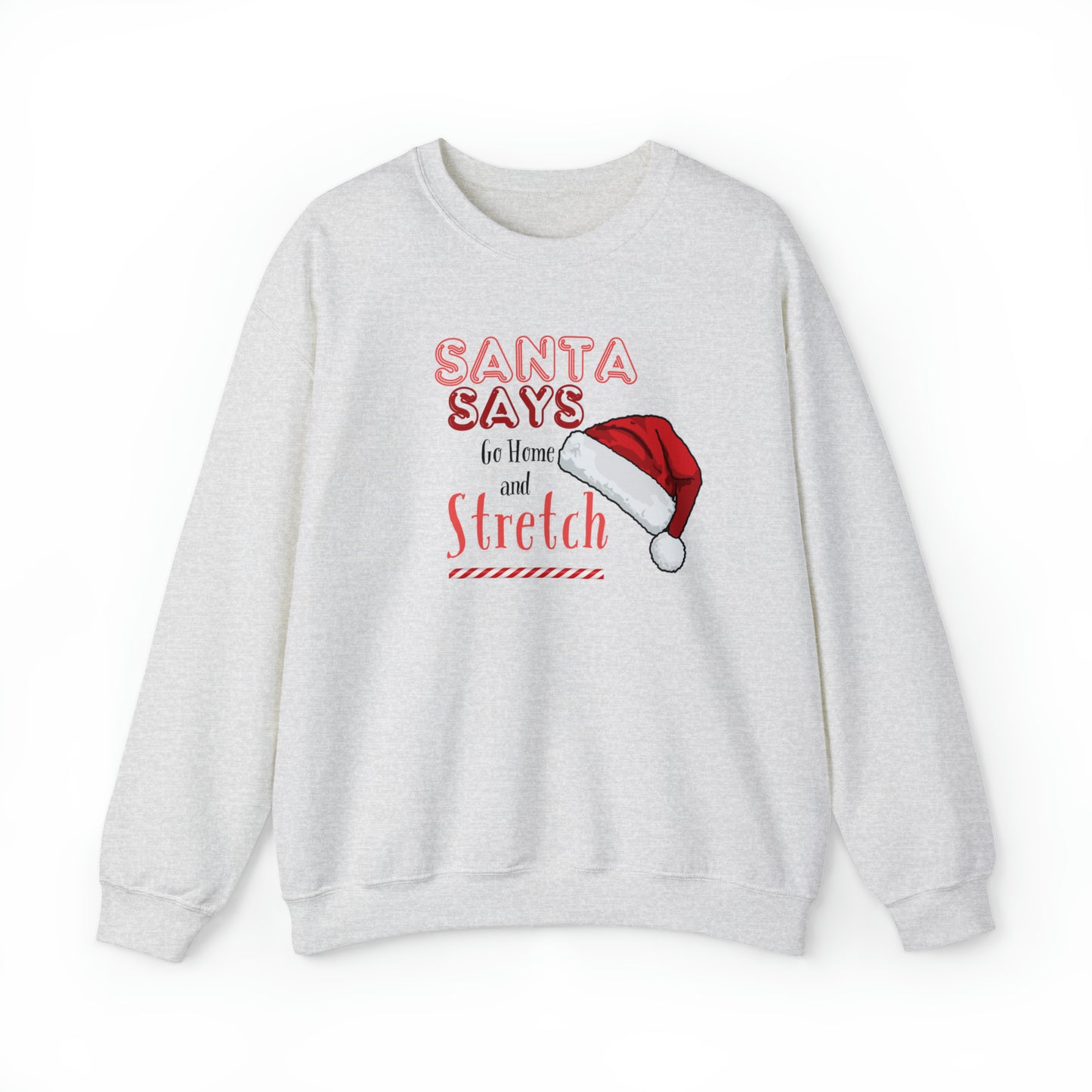 dance teacher gift, christmas sweatshirt, santa says go stretch, cheer coach gift