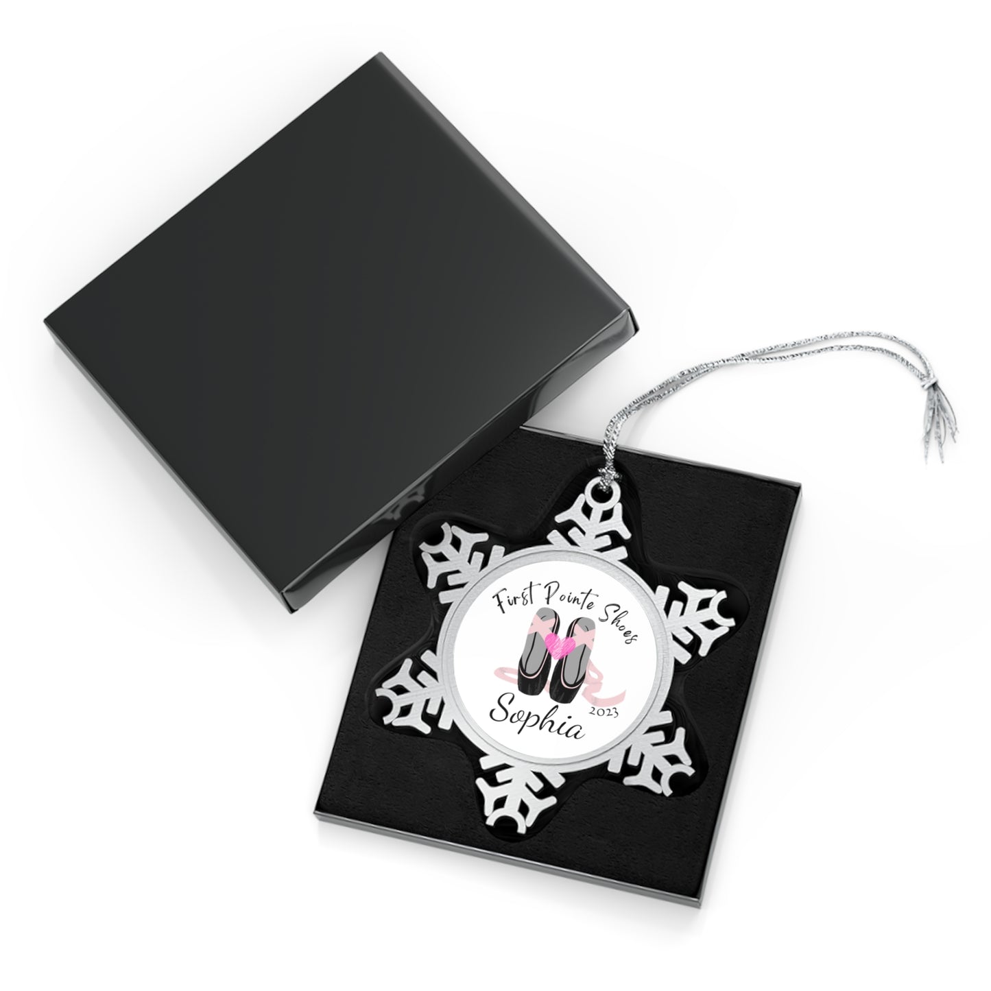 Holidays:: Snowflake Ornament - personalized for dancer | first pointe shoes snowflake
