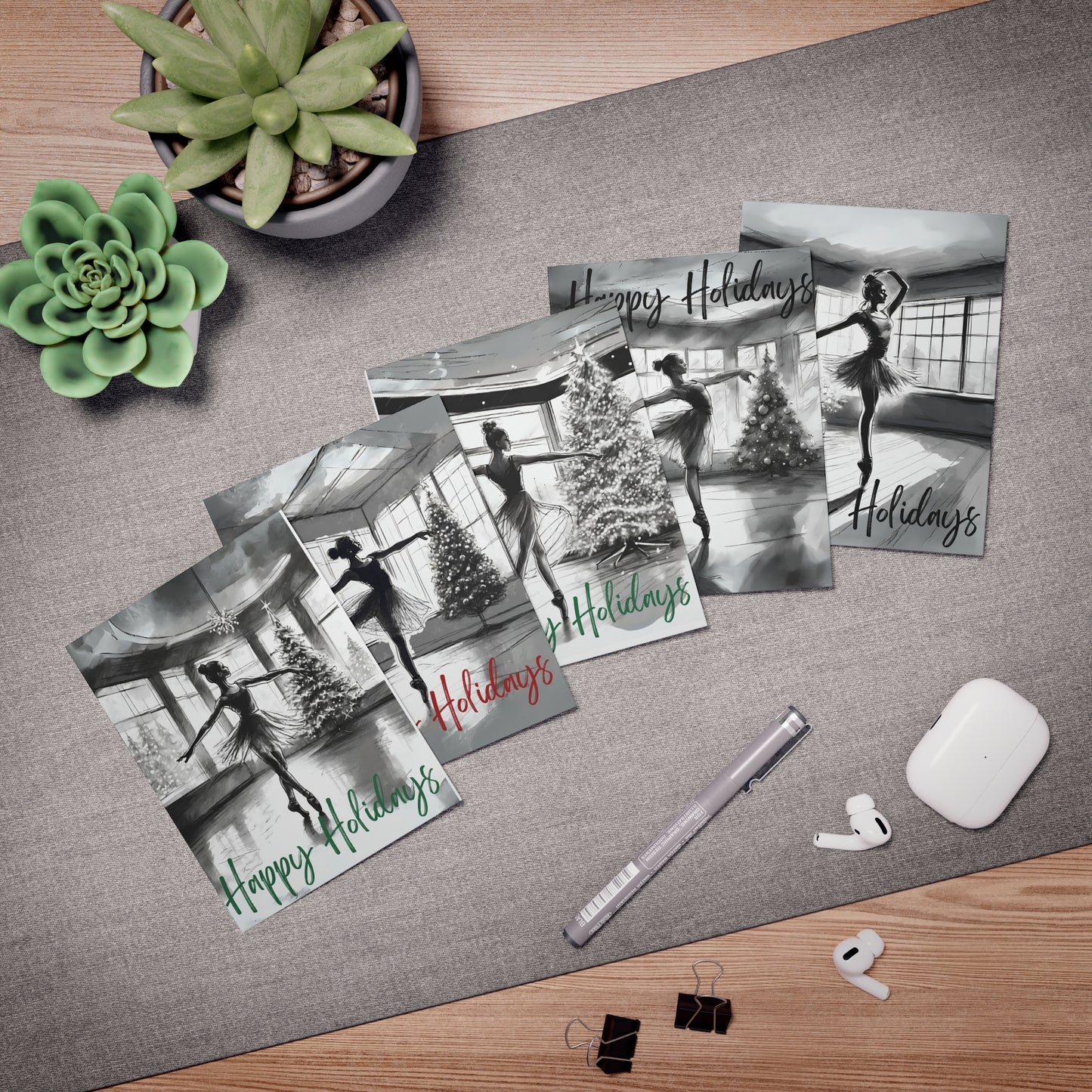 Holidays:: Dance teacher holiday Cards 5-Pack Christmas cards for dance teacher ballet teacher gift