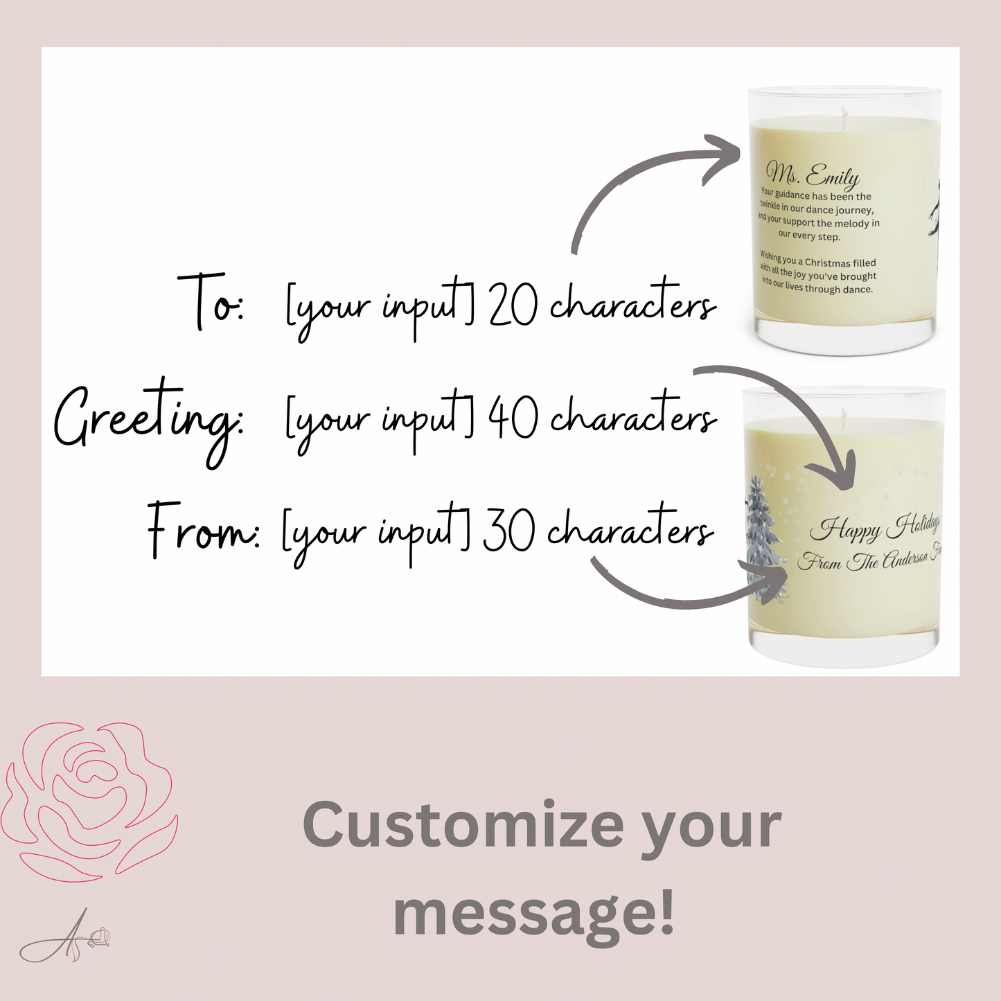Dance Teacher Scented Message Candle - Full Glass, 11oz personalized gift for dance teacher| dance teacher gifts