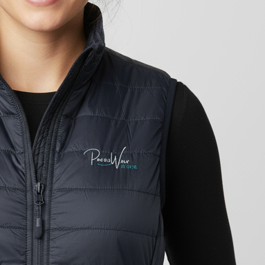 PWD| Womens Embroidered Puffer Vest | PW mom
