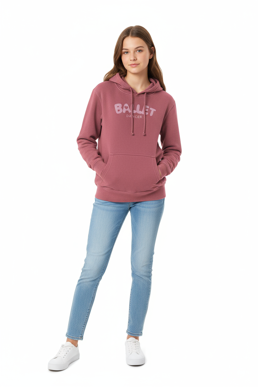 Youth Pigment-Dyed Hoodie, Love Ballet hearts