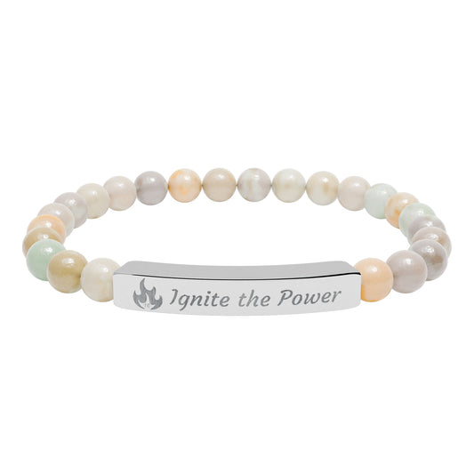 PWD| Engraved Natural Stone Bracelet |Stretch Jewelry -Customizable