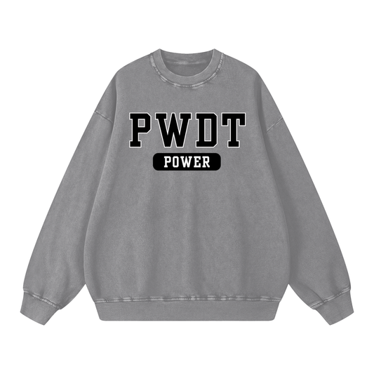 (PWD) Unisex Snow Washed Oversized Sweatshirt - PWDT Power