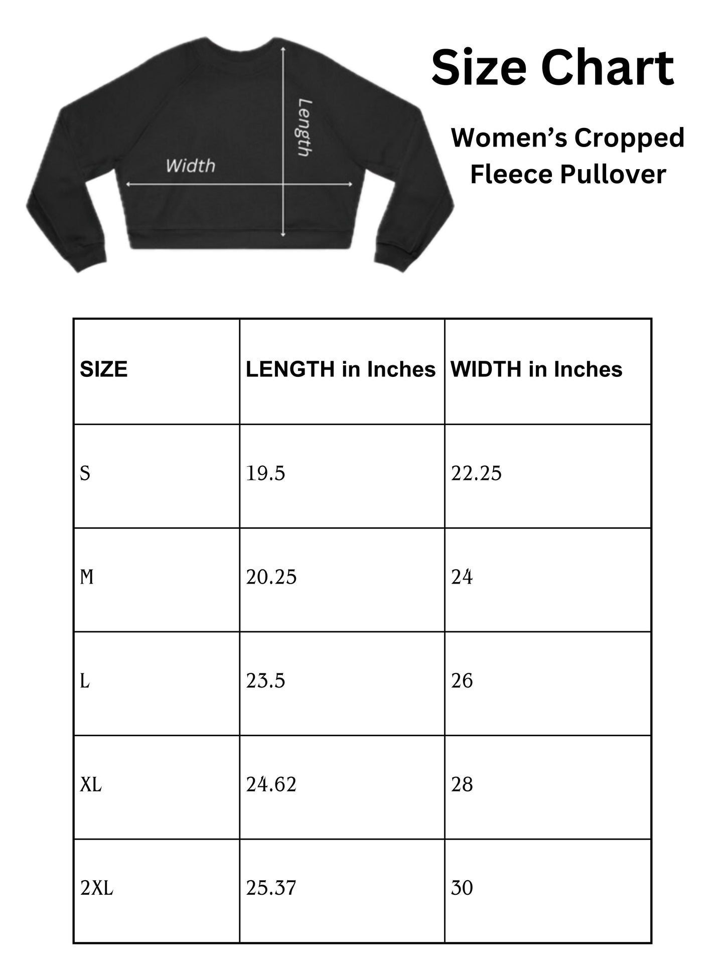 PWD | Women's Fleece lightweight Cropped Pullover | Script