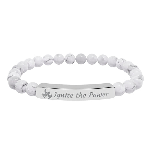 PWD| Engraved Natural Stone Bracelet |Stretch Jewelry -Customizable
