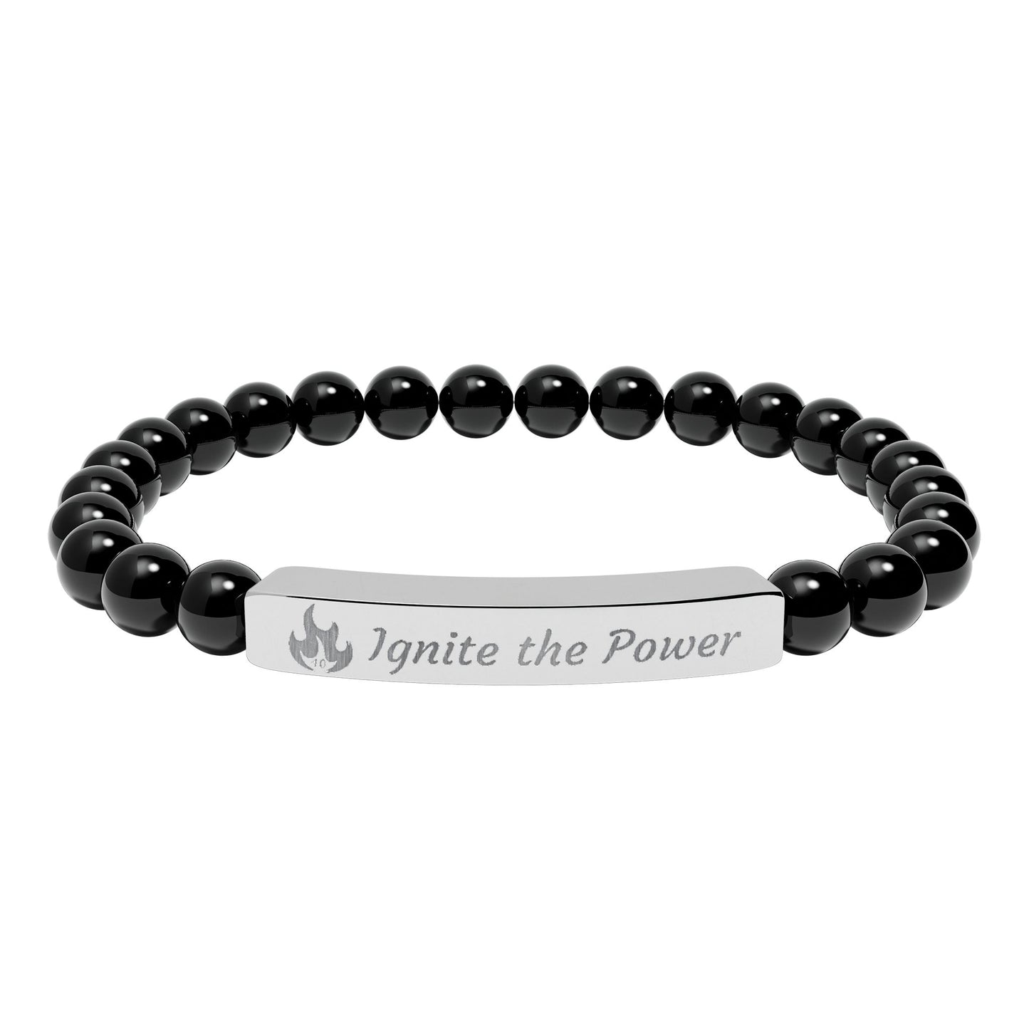 PWD| Engraved Natural Stone Bracelet |Stretch Jewelry -Customizable