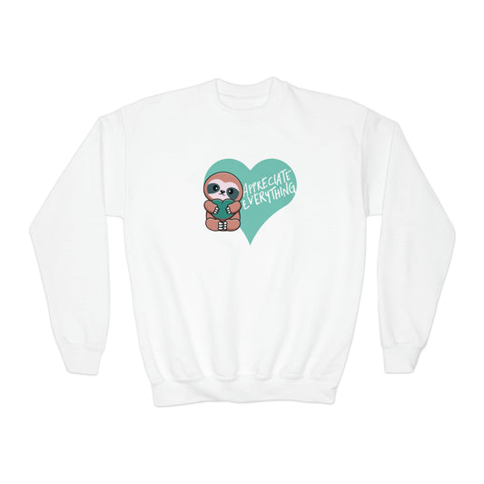 Kids Crewneck Sweatshirt :: appreciation sloth