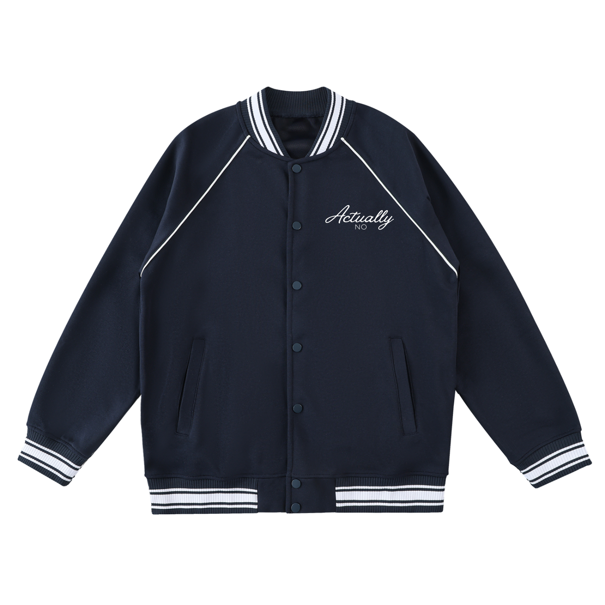 Contrast Trim Raglan Varsity Jacket