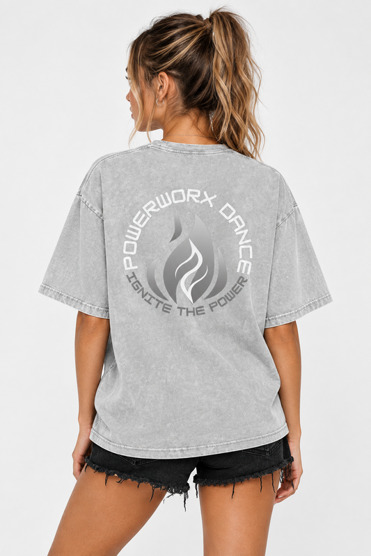 (PWD) Unisex Snow Washed Oversized Cotton T-Shirt - flame