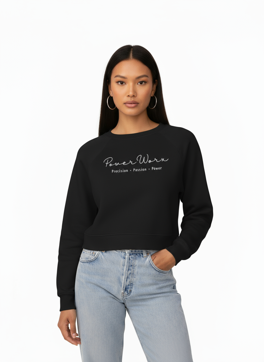 PWD | Women's Fleece lightweight Cropped Pullover | Script