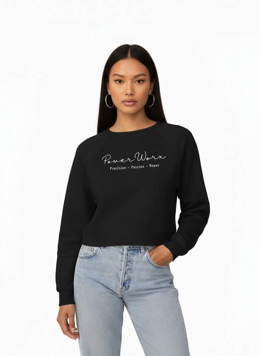 PWD | Women's Fleece lightweight Cropped Pullover | Script