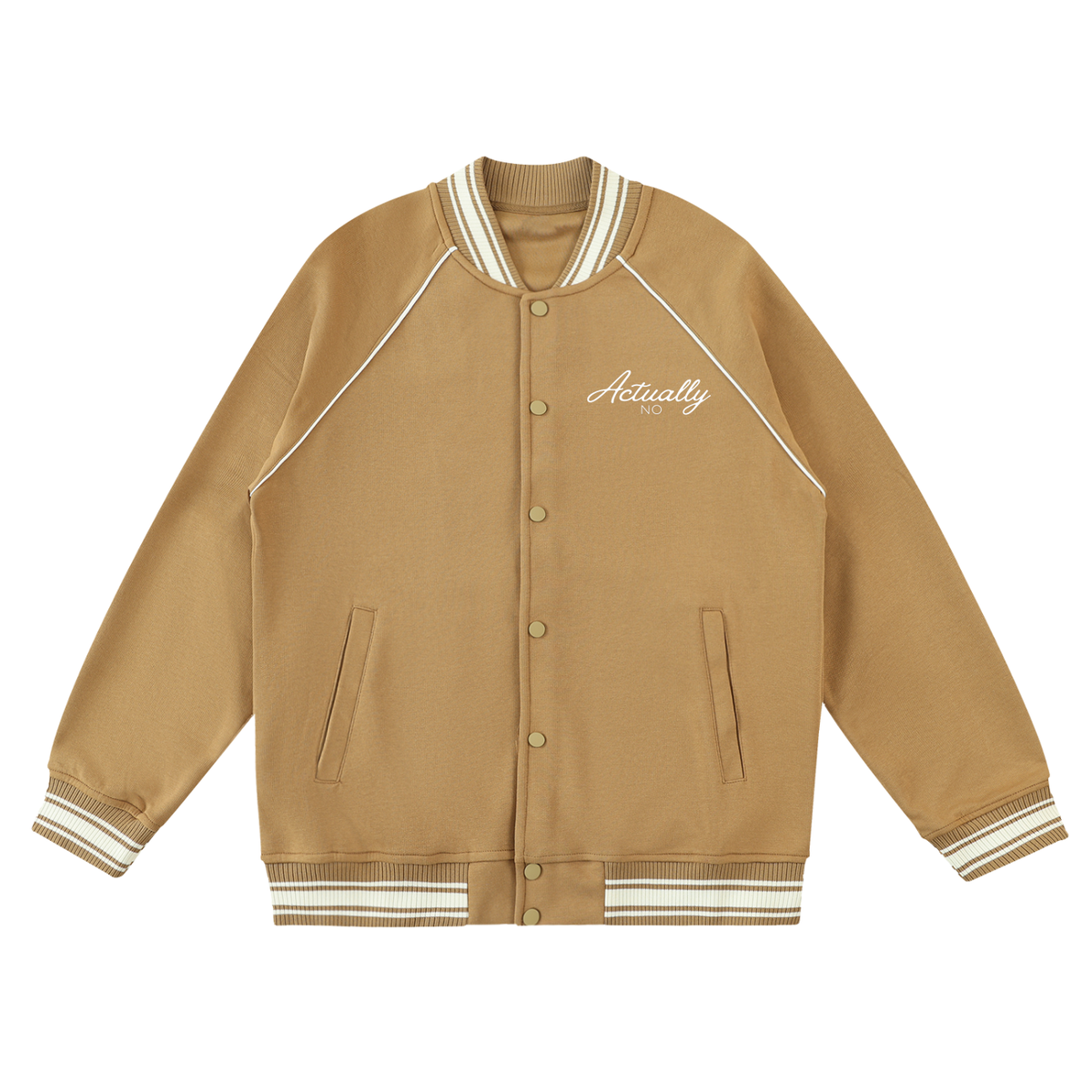 Contrast Trim Raglan Varsity Jacket