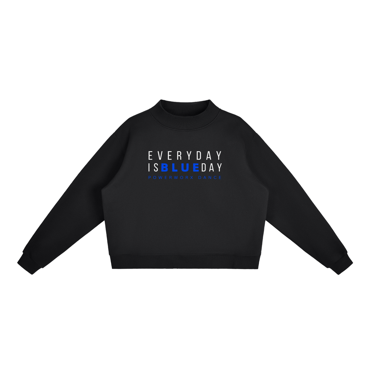 (PWD) Essential Fleece Mock-Neck Crew Sweatshirt - Blue Day