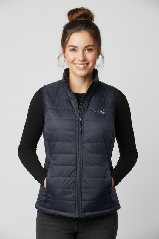 PWD| Womens Embroidered Puffer Vest | PW mom