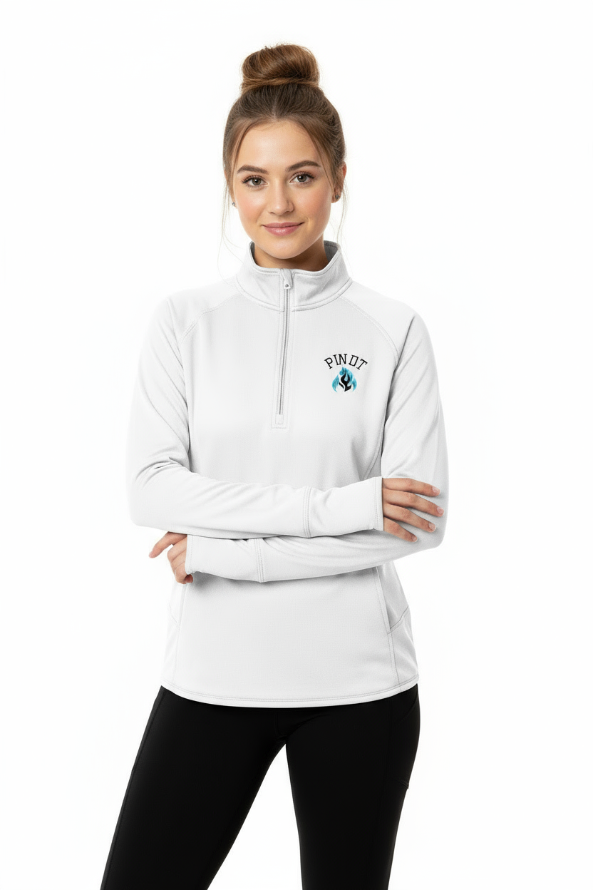 PWD| Womens Embroidered Sport Wick 1/4 Zip Pullover - PWDT2