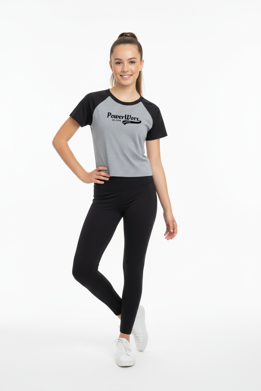 PWD | Micro Rib Crop Raglan Baby Tee - Sporty