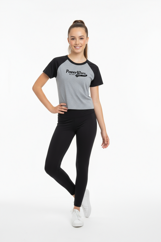 PWD | Micro Rib Crop Raglan Baby Tee - Sporty