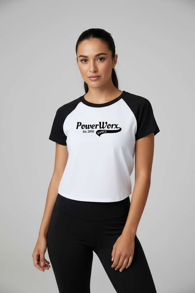 PWD | Micro Rib Crop Raglan Baby Tee - Sporty