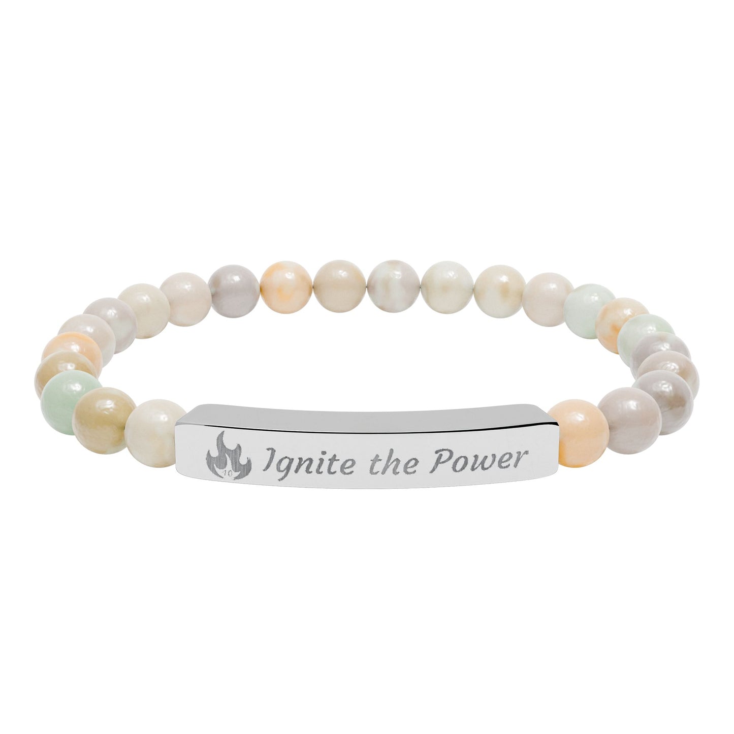 PWD| Engraved Natural Stone Bracelet |Stretch Jewelry -Customizable