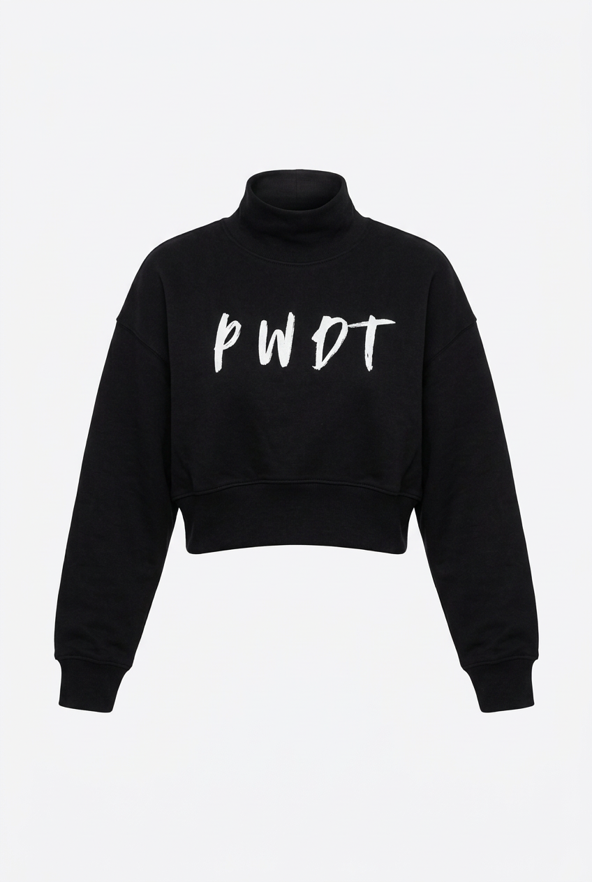 (PWD) Women's Crop Mock Neck Sweatshirt
