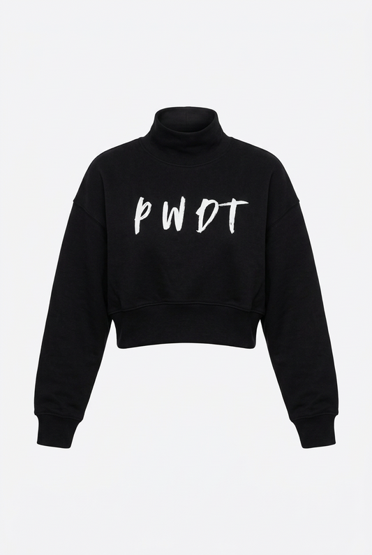 (PWD) Women's Crop Mock Neck Sweatshirt