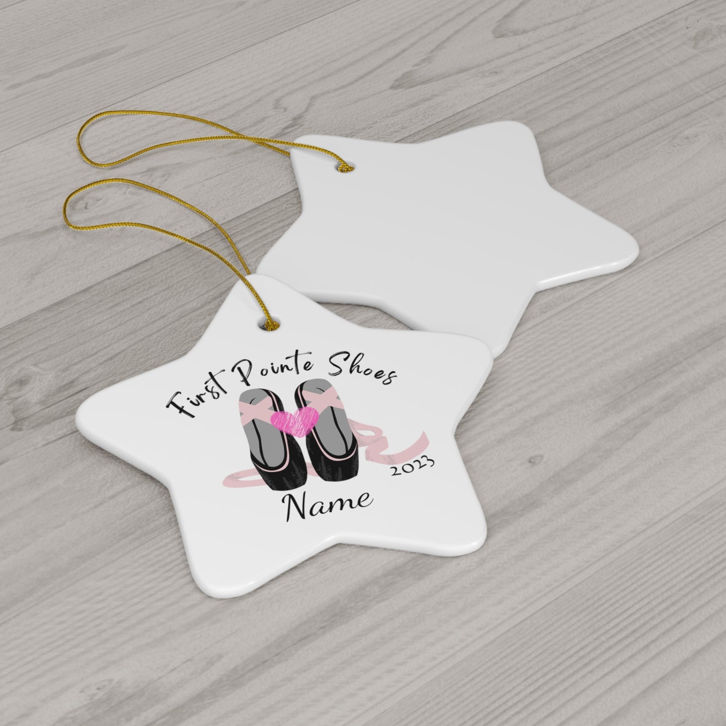 Holidays:: First pointe shoes Personalized ceramic ornament |ballet dancer gift | personalized gift