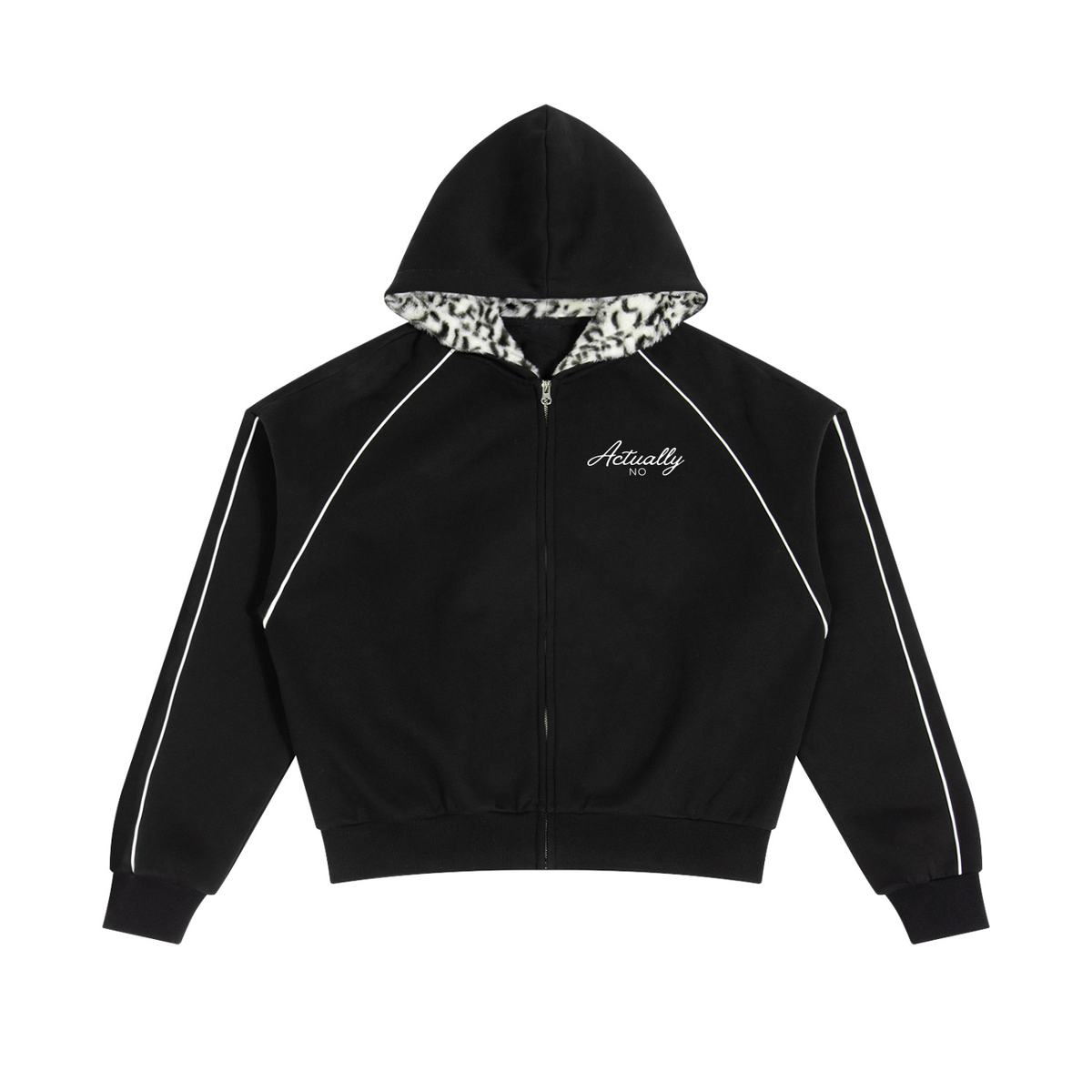 Unisex Boxy Fleece Piping Full Zip Hoodie