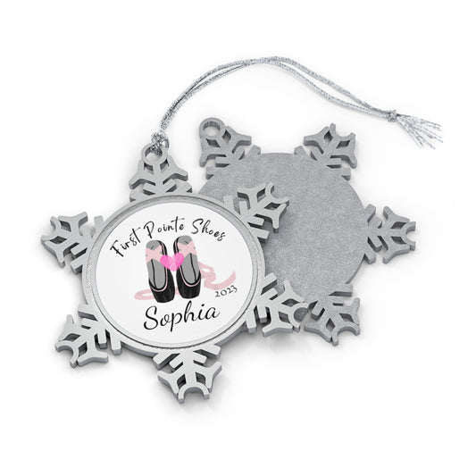 Holidays:: Snowflake Ornament - personalized for dancer | first pointe shoes snowflake