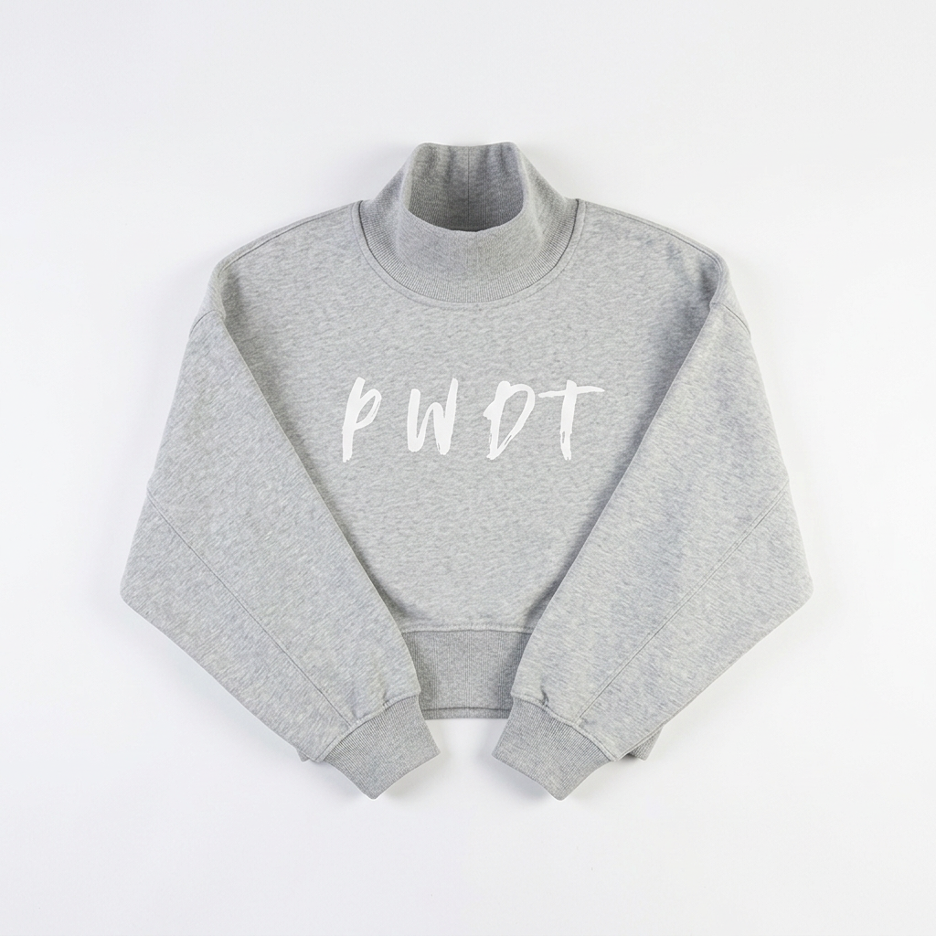 (PWD) Women's Crop Mock Neck Sweatshirt