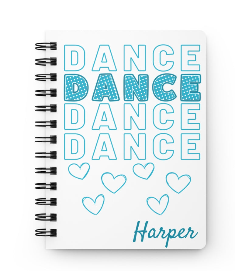 PWD| Bundle of 2 Spiral Bound Dance Journal/Notebook, Personalized - Hearts