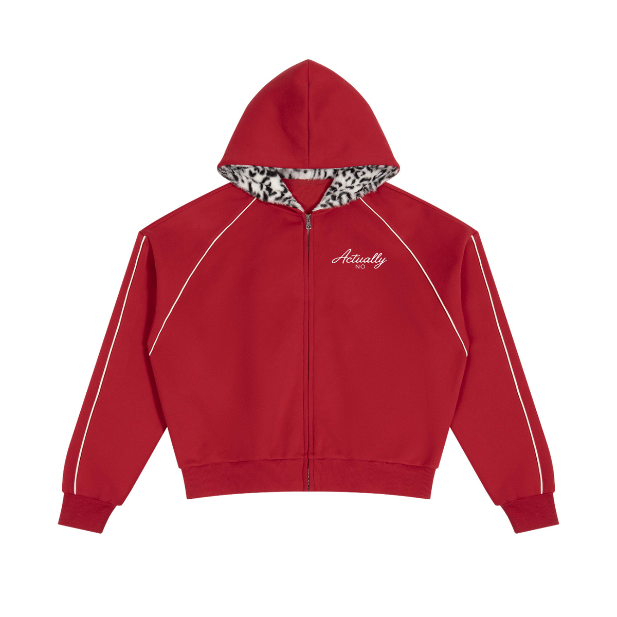 Unisex Boxy Fleece Piping Full Zip Hoodie