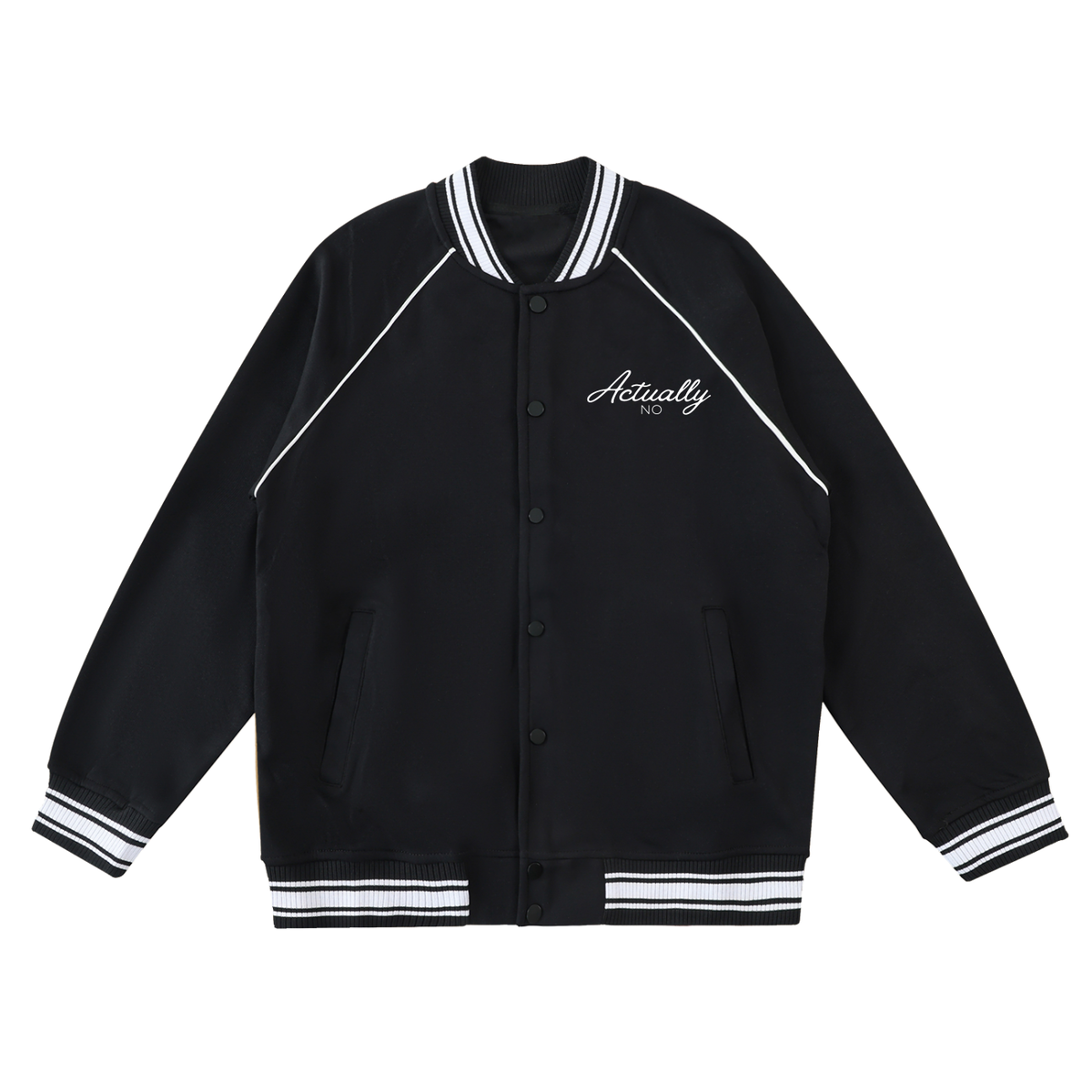 Contrast Trim Raglan Varsity Jacket