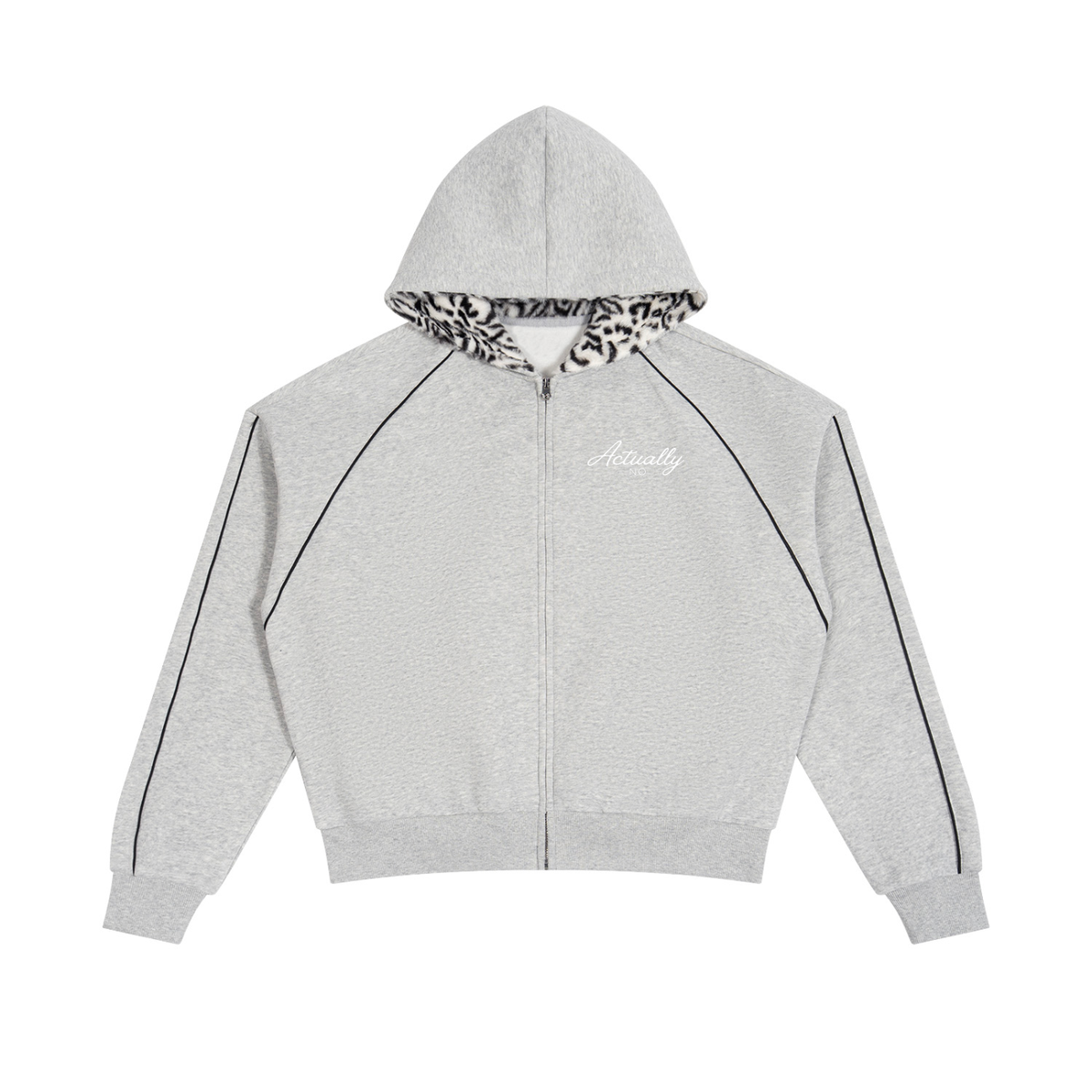 Unisex Boxy Fleece Piping Full Zip Hoodie