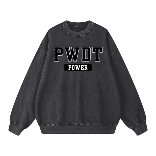(PWD) Unisex Snow Washed Oversized Sweatshirt - PWDT Power