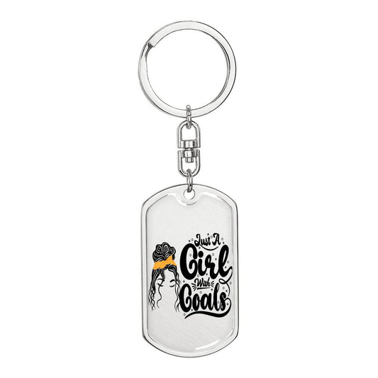 Keychain:: Girl with Goals- 9 Rectangle swivel keychain