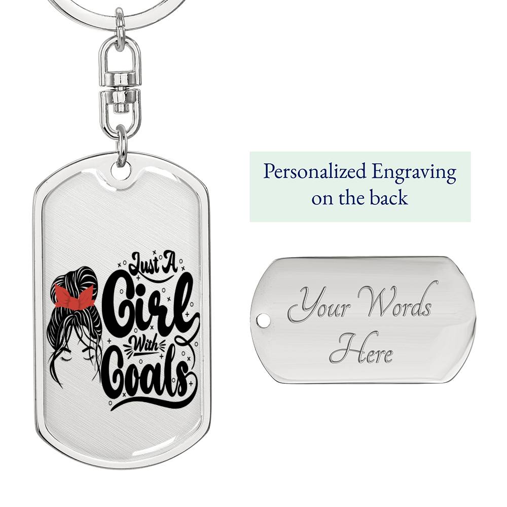 Keychain:: Girl with Goals (Red) - Rectangle swivel keychain