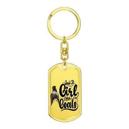 Keychain :: Girl with Goals (purple)- 12 Rectangle swivel keychain