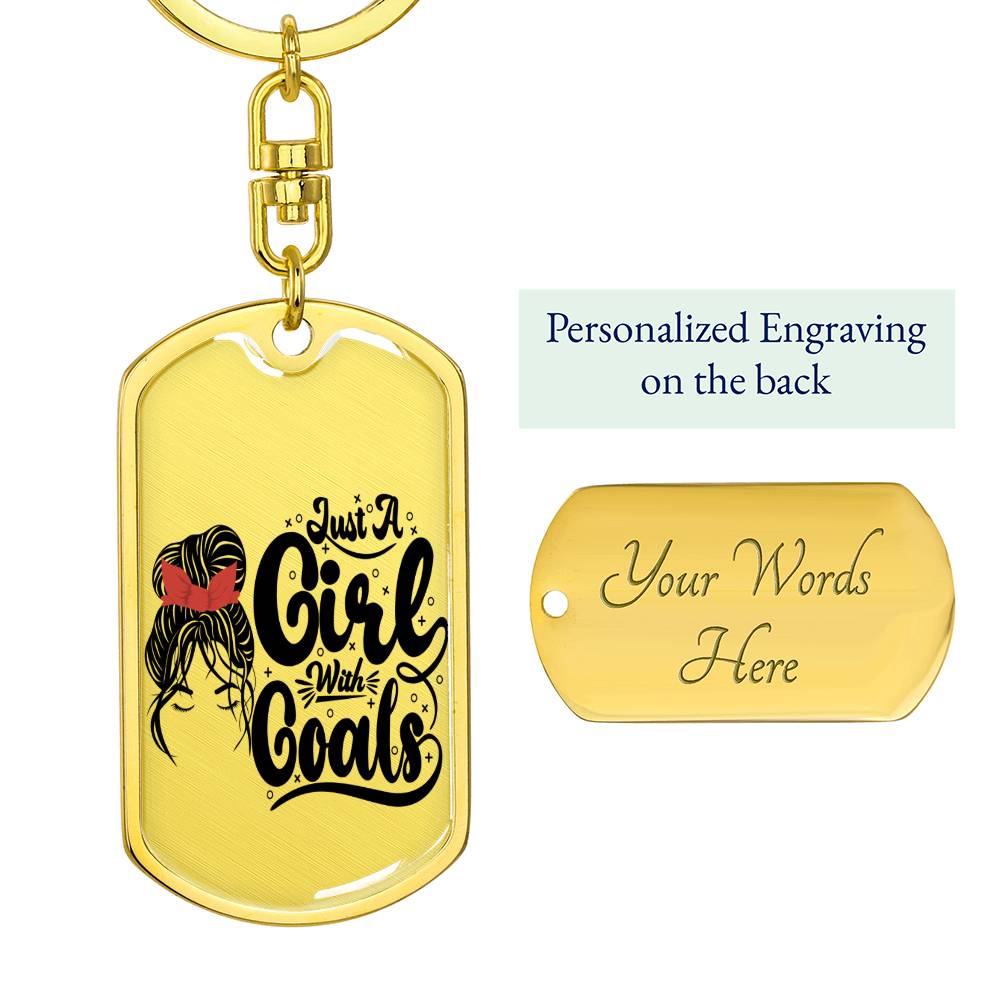 Keychain:: Girl with Goals (Red) - Rectangle swivel keychain