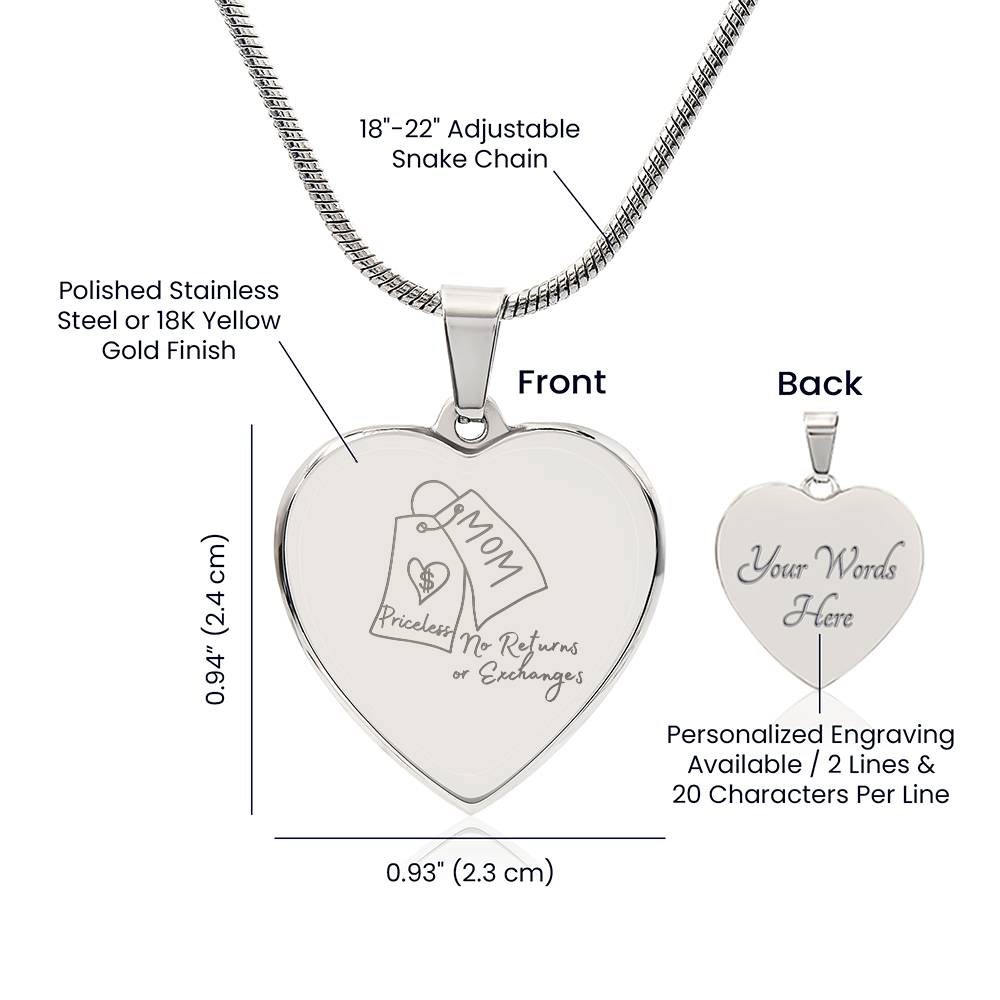 Keepsakes:: Artistree Heart Engraved Necklace-Mom, Priceless