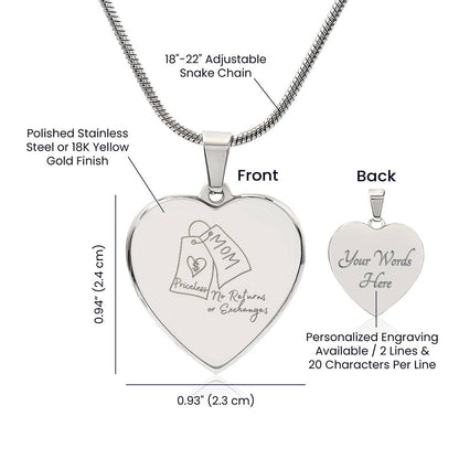 Keepsakes:: Artistree Heart Engraved Necklace-Mom, Priceless