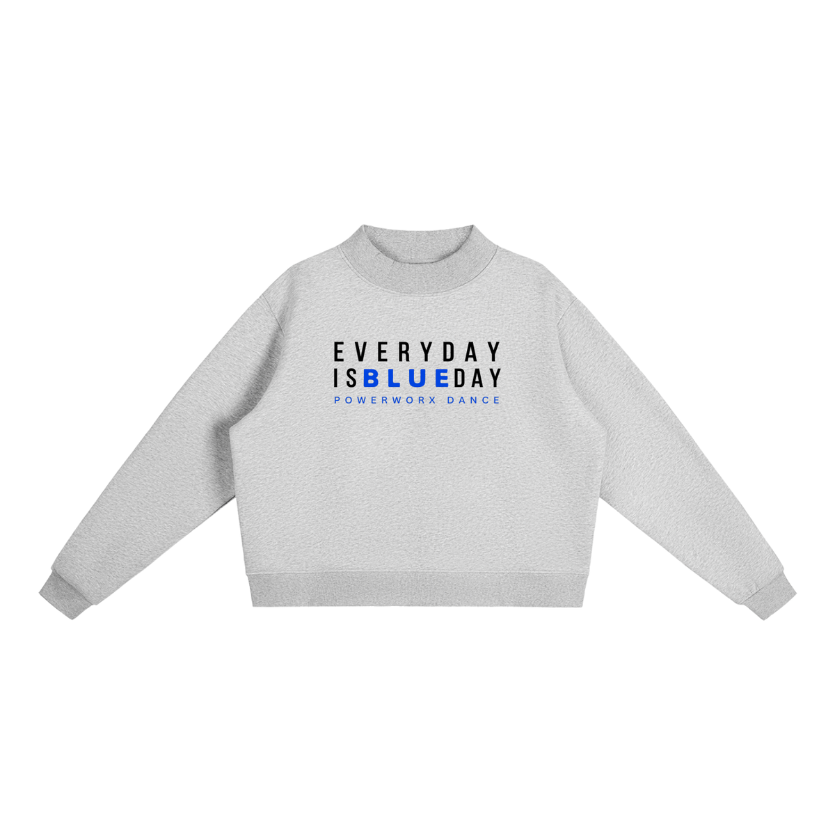 (PWD) Essential Fleece Mock-Neck Crew Sweatshirt - Blue Day