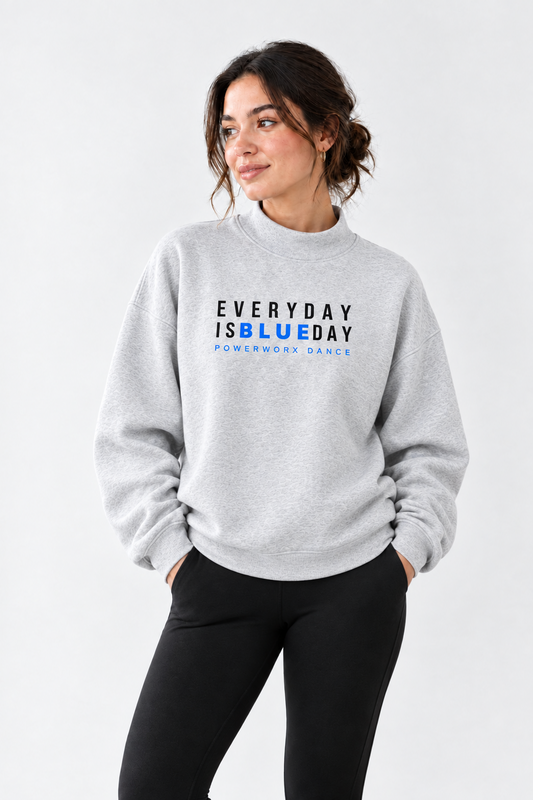 (PWD) Essential Fleece Mock-Neck Crew Sweatshirt - Blue Day