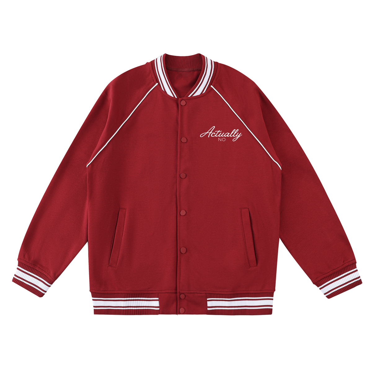 Contrast Trim Raglan Varsity Jacket