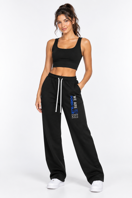 (PWD) Unisex Solid Color Fleece Straight Leg Pants- Blue