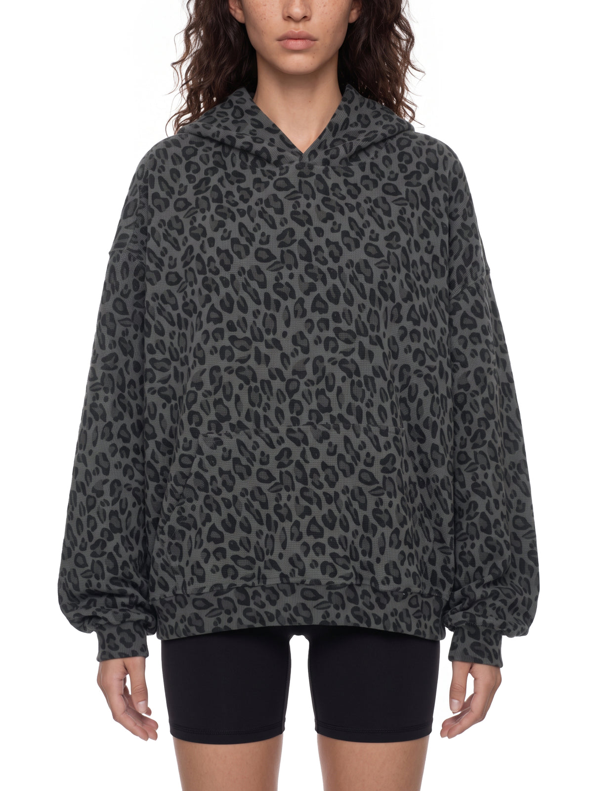 N||Element Unisex Boxy Leopard Print Hoodie