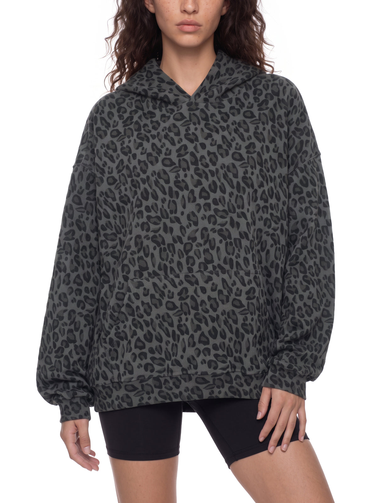 N||Element Unisex Boxy Leopard Print Hoodie