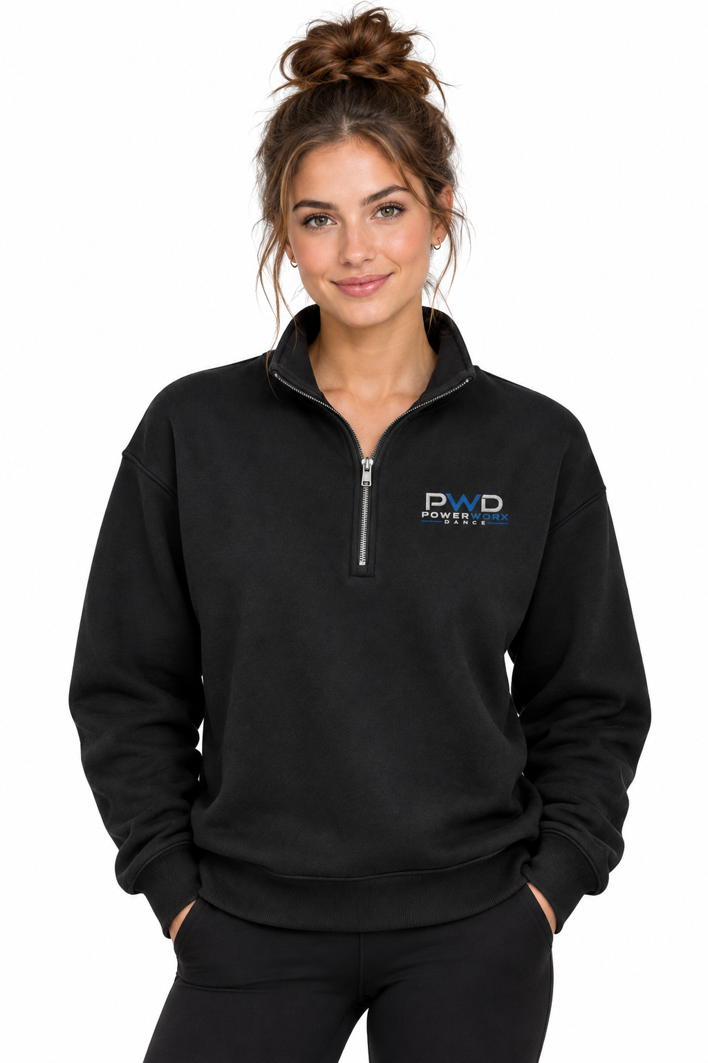(PWD) Unisex Heavy weight half-zip pullover - embroidered - personalized