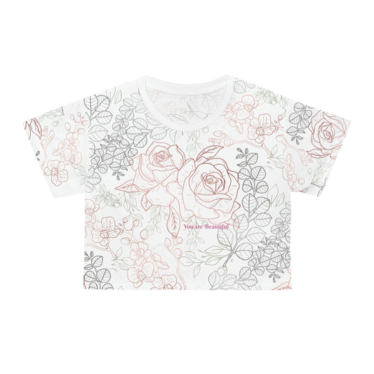 Rosalee:: Crop Tee (Rose/white)