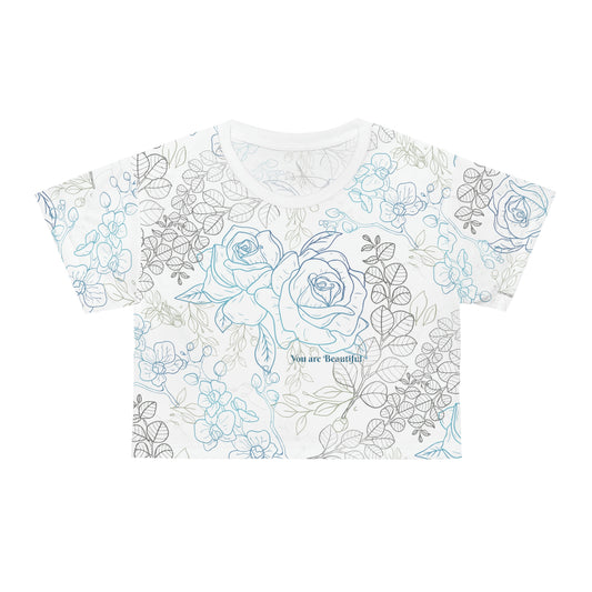 Rosalee:: Crop Tee (Robin/white)